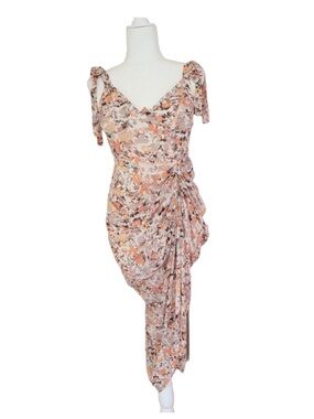 Pretty Little Things Floral Chiffon Faux Wrap Midi Dress w/Tie Straps Size 8 NWT